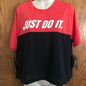 Nike Red & Black Running Shirt Just Do It Sz Lg.